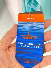 Habit Crooked ELM Graphic T-Shirt Mens M Aqua Blue Long Sleeve Solar Factor NWT