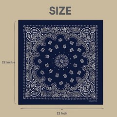 10PCS Mixed Color Paisley 22X22 Inchs Denim Bandana Set – Unisex, 100 Cotton …