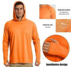 UPF50+ Mens Sun Protection Hoodies Shirts Long Sleeve Hooded UV Fishing Tops Tee