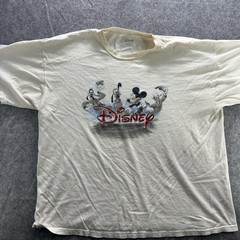 Disney Shirt Mens 2XL White Mickey Mouse Goofy Pluto Donald Graphic Cartoon