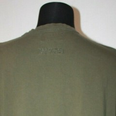 Makobi MK Sz L Fashion T-Shirt Olive Green Zippers Pleated Short Sleeves