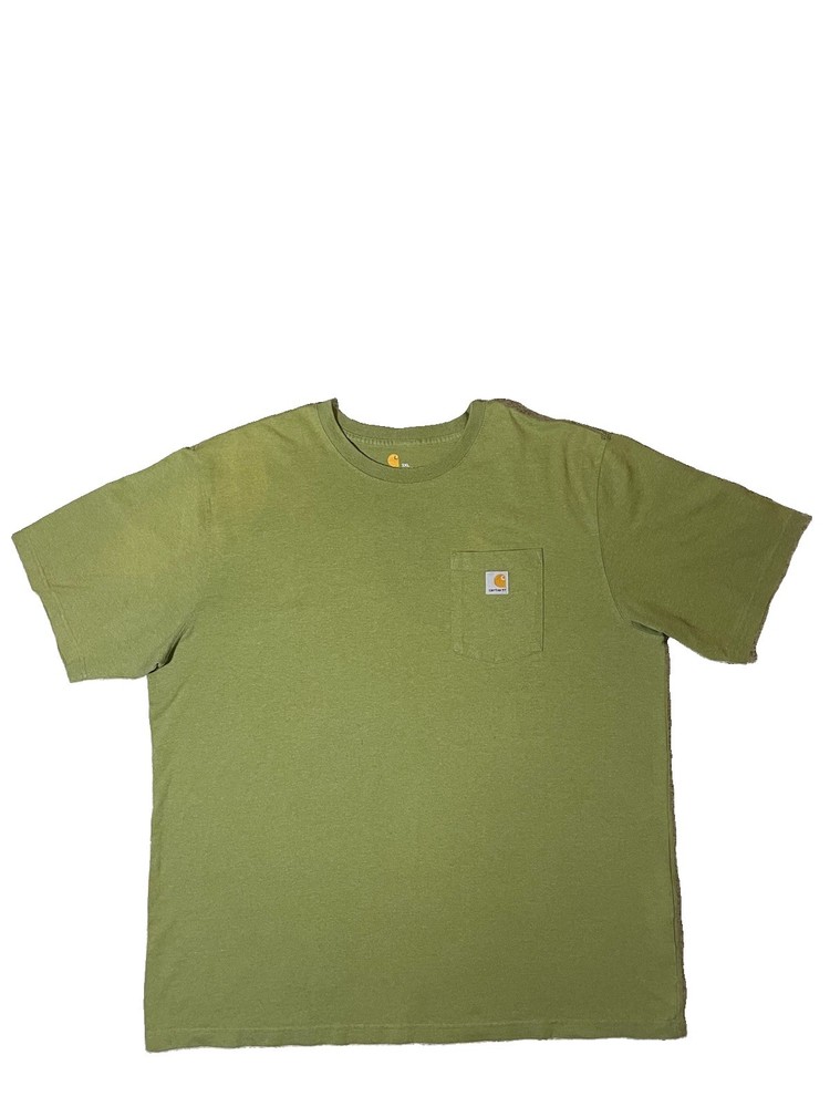 Carhartt Men’s 2XL T-Shirt Green Pocket Original Fit Crew Neck Cotton Heavyweigh