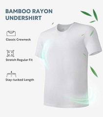 Men’s Bamboo Rayon Crewneck Moisture-Wicking, Stretchy Undershirts – 3 Pack