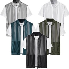 Mens Vests Outing Cardigan Hiking Tank Top Front Zip Mesh Daily Breathable Wear