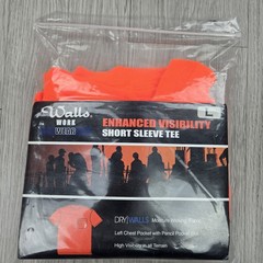 Walls Hi Vis Shirt Large Orange Short Sleeve Tee Moisture Wick Anti Odor Rugged