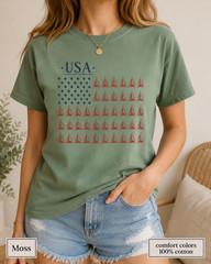 USA Sailboat Flag Comfort Colors Tee, Patriotic Coastal Fourth of July Shirt