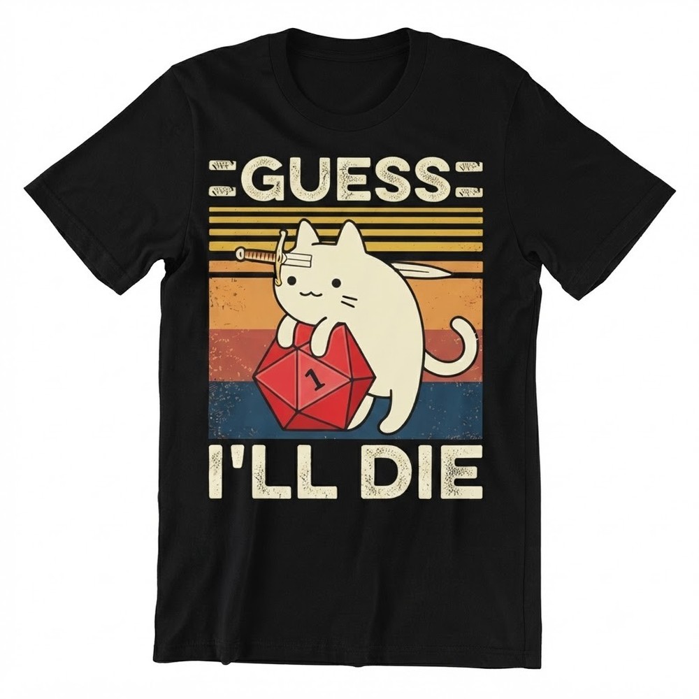 Funny D20 Critical Fail Cat Tee, Dungeons And Dragons Gamer Gift For Friends