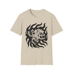 Tri Skull Flame Wheel Reaper Tee Shirt US Seller Unisex