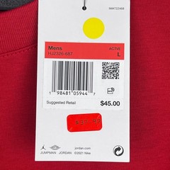 NEW Jordan AJ1 Sneaker Patch Mens L Cotton Short Sleeve T Shirt Red