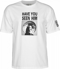 Powell Peralta ANIMAL CHIN HAVE YOU SEEN HIM Skateboard T Shirt WHITE