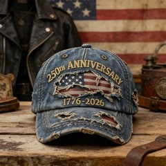 250 Anniversary USA Hat Adjustable Embroidered 250th Anniversary Patriotic Re…