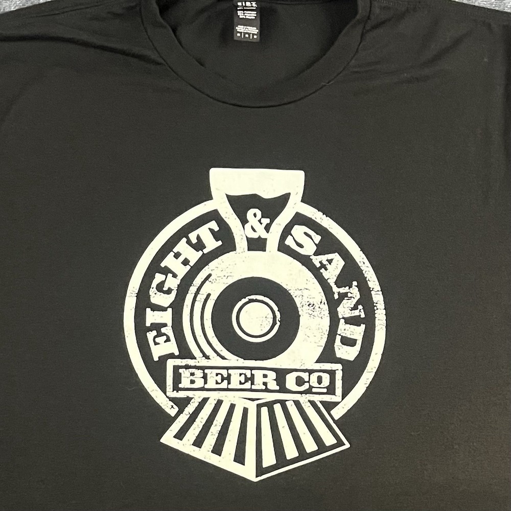 Eight & Sand Beer Co Shirt Mens Medium M Black Distressed Logo Brewery NJ