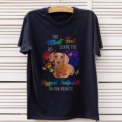 Dachshund The Littlest Feet Leave The Biggest Footprints For Black T-shirt S-3XL