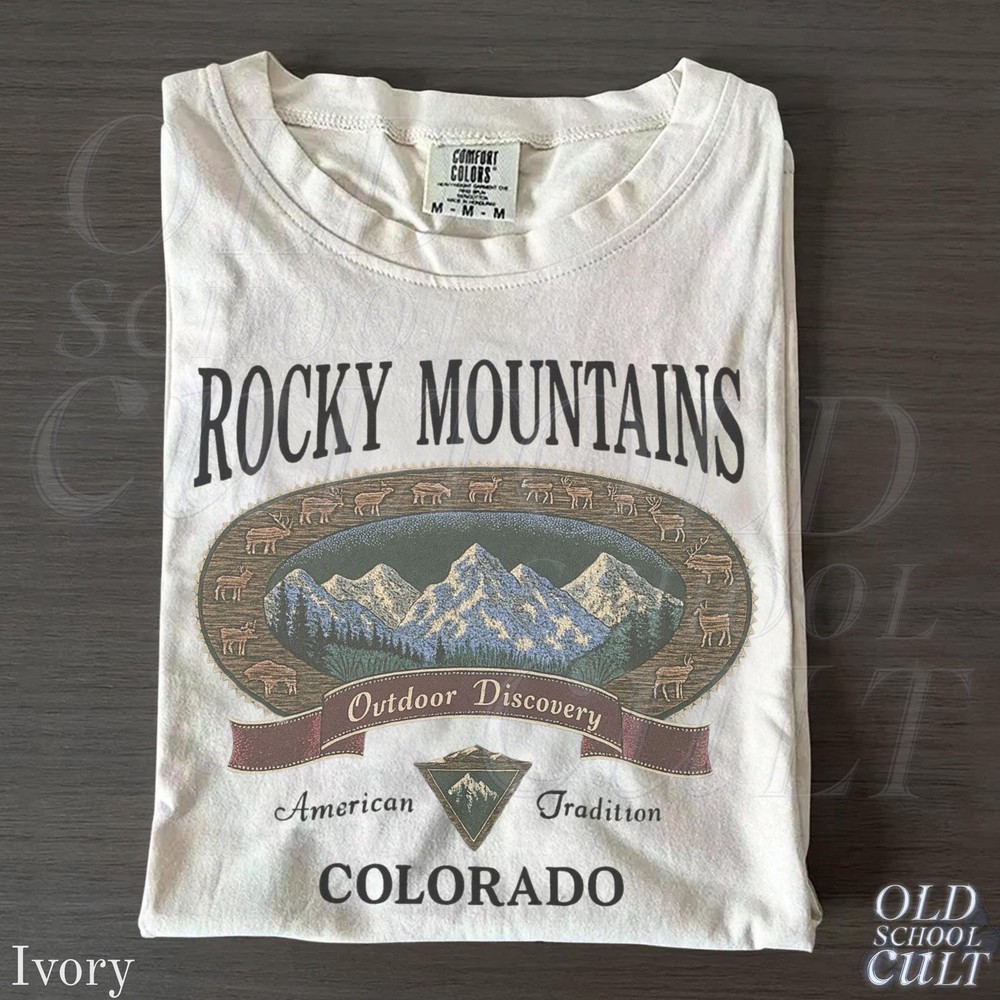 Vintage Rocky Mountains Colorado T-Shirt Outdoor Discovery Graphic Tee 90s