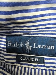 Ralph Lauren Boys Blue Striped Button Up Shirt Size 16 Slim Classic