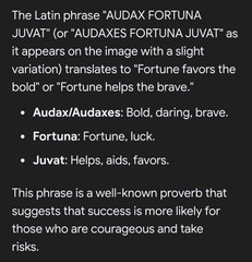 Audaces Fortuna Juvat T Shirt Size Large Black Mission First