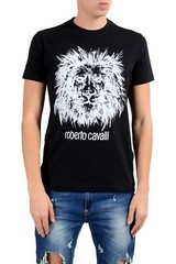 Roberto Cavalli Men’s Black Graphic Lion Crewneck T-Shirt Size S M L XL 2XL