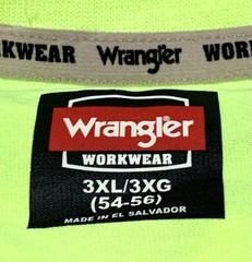 NEW Wrangler Workwear Men’s Hi-Vis Yellow Long Sleeve Pocket T-Shirt Size 3XL