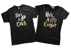 Couples Matching Shirts, She’s A Catch, He’s A Keeper, Harry Potter World Tees