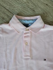 Mens Tommy Hilfiger Classic Slim Fit Pastel Pale Pink Pique Polo Shirt Small S