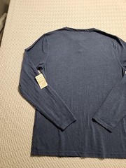 Lucky Brand Venice Burnout Mens M Long Sleeve Henley Shirt Denim Blue NWT