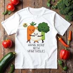 Mens Funny Vegan T Shirt Hang More With Vegetables Tee Veganism Top for Him
