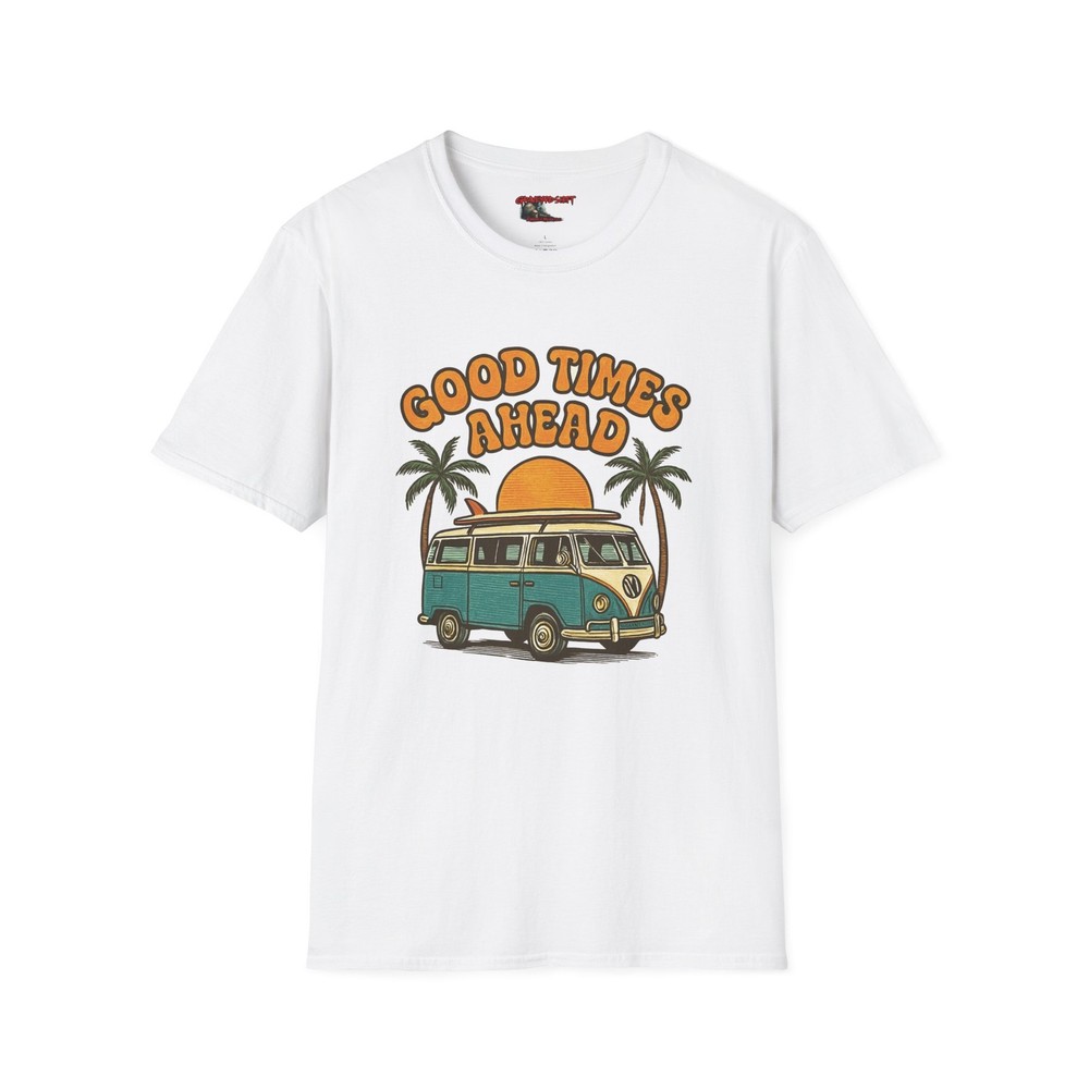 Good Times Ahead Summer Beach Surf Unisex Softstyle T-Shirt, Fun Vacation Tee,
