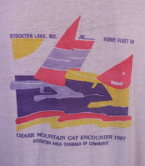 vintage 80s thin Single Stitch Hobie Polo Shirt Ozark Mtn. Cat Encounter 1987 L