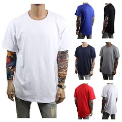 Men T-Shirts BIG & TALL Heavy Weight Long Extended Casual Active Crew Neck S-5X
