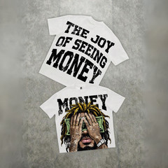Oversized Hip Hop Graphic T Shirt Dollar Money Print Streetwear Tee Top for Men