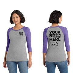 Custom Printed District Womens Perfect Tri 3/4-Sleeve Raglan Gift For Him DM136L