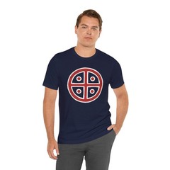 Red & White Solar Cross T-Shirt | Ancient Sun Symbol Graphic Tee Shirt