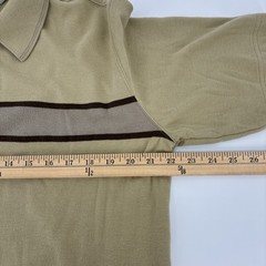 Vintage Y2K Quiksilver Polo Shirt Men Medium Beige Striped Ribbed Edition Surf