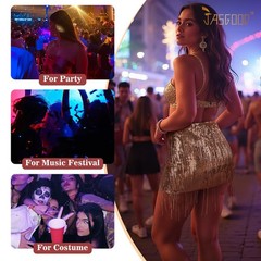 Sequin Fringe Sparkle Skirt for Women Stretchy Bodycon Glitter Tassel Skirt f…