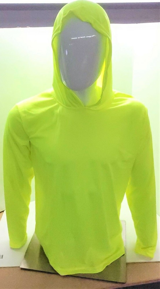 Hi Vis Long Sleeve Safety Shirt With Hoodie, Polyester Birdeye Mesh Fabric
