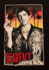 Scarface Heavy Weight Adult XL The World Is Yours 2-Sided T-Shirt