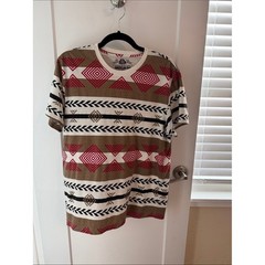 American Rag Red, Brown & White Tribal Print Short Sleeve Tee Boho Festival