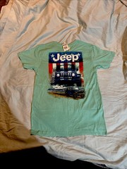 JEDCO Jeep T Shirt Size Small Seafoam Green Graphic Tee