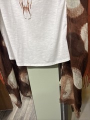 Upcycled T-Shirt Steer/Cow Poncho Reworked Fringe Sleeves Boho Fashion 1 SZ Read