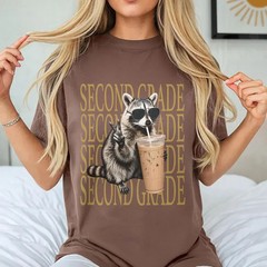 Second Grade Raccoon T Shirt Back To School Cool Trash Panda Graphic Tee