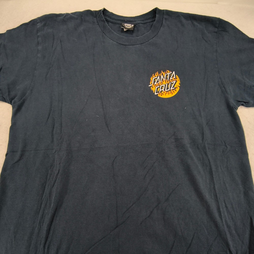 Santa Cruz Casual Crew Neck Short Sleeve Graphic Shirt Mens Size Large L Black