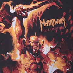 Vintage Manowar Hell On Stage Shirt Mens XL REPRINT AOP All Over Print Band 90s