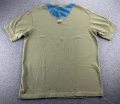 Nike Sportswear T Shirt Size Medium Olive Green Mesh Back Pleated VTG Inspired