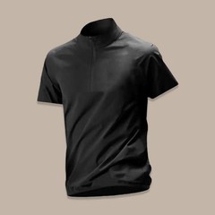 Loose Fit Men’s Polyester 95% Spandex 5% Half-Zip Stand Collar T-Shirt Top