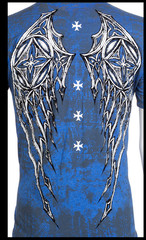 ARCHAIC by AFFLICTION Blue Grey STONE RANGER Short Sleeve Slim Fit T-shirt NWT