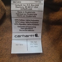 Carhartt Heavyweight K87 Pocket Tee Shirt Mens 3XLT Tall Workwear