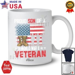Custom Name Son Of World War II Veteran; Father’s Day Vintage US Flag T-Shirt