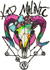 Kid Malavic Unisex Short Sleeve Colorful Goat Skull Graphic T-Shirt