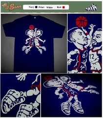 New Navy Blue Red White Scottie shirt USA basketball bobble head tee
