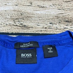Hugo Boss Long Sleeve T-Shirt Mens Small Blue Slim Fit Mercerized Cotton Tee